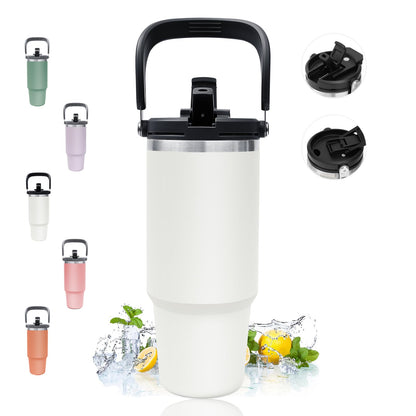 INDARUN 40oz Insulated Tumbler Cups Tumbler with Handle and Straw Coffee Tumbler Water Bottle Stainless Steel Travel Tumbler Mug for Hot and Cold Drinks