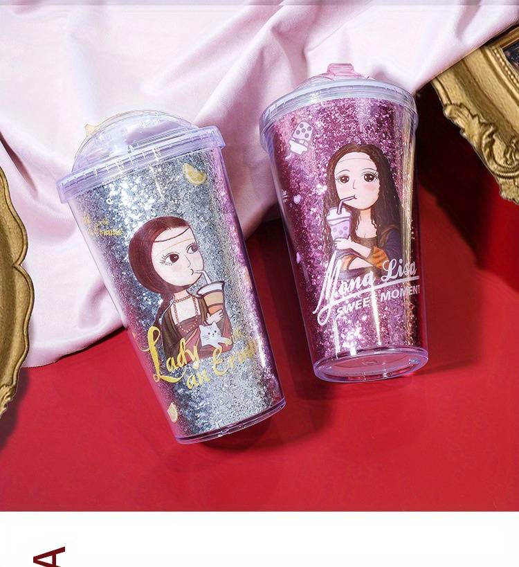 16oz Cartoon Girl Insulated Tumbler - Leak-proof Cup