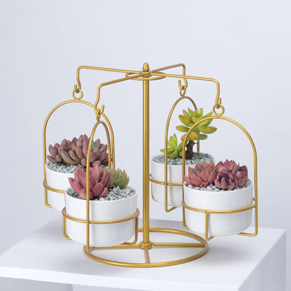 Rotating Carousel Ceramic Succulent Planter Set