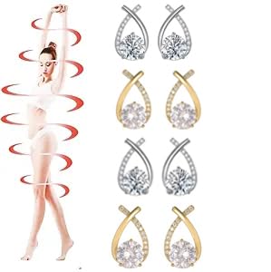 4pairs Lymphatic Earrings For Women Gold Silver Germanium Lymphatic Drainage Hoop Acupuncture Dainty Jewelry Earrings For Women (zircon intersect)
