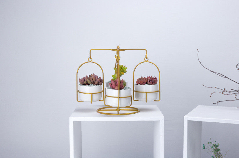 Rotating Carousel Ceramic Succulent Planter Set