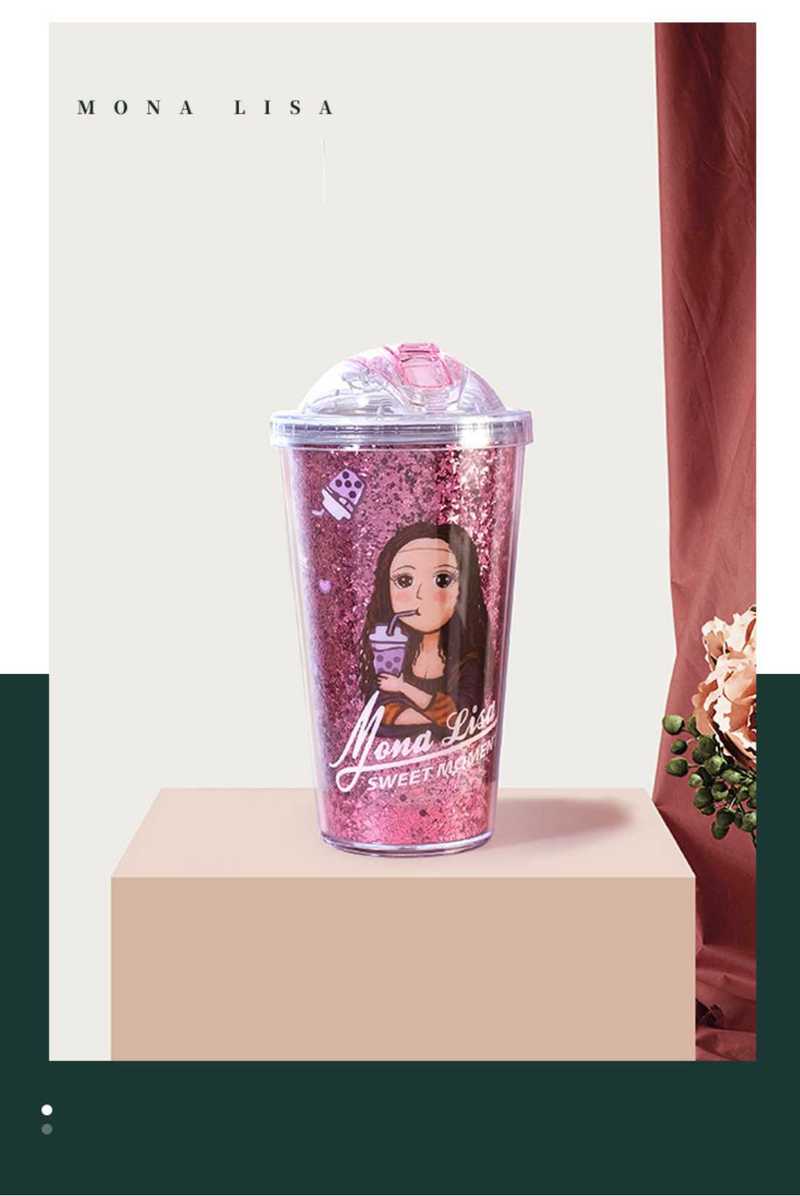 16oz Cartoon Girl Insulated Tumbler - Leak-proof Cup