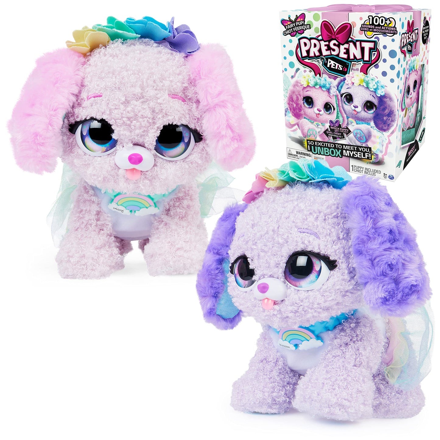 Present Pets Fairy Puppy Interactive Surprise Plush Toy Pet with Over 100 Sounds & Actions (Style May Vary) Girls Gifts Kids Toys for Girls