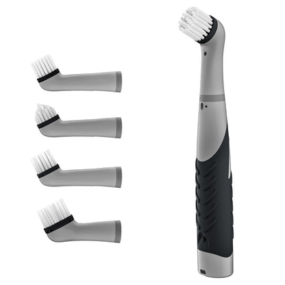 Electric Cleaning Brush with 4 in 1 Multiple Brush Heads Indoor Household Cordless Motorized Brush for Bathroom Toilet Kitchen Tile Crevice(Black)