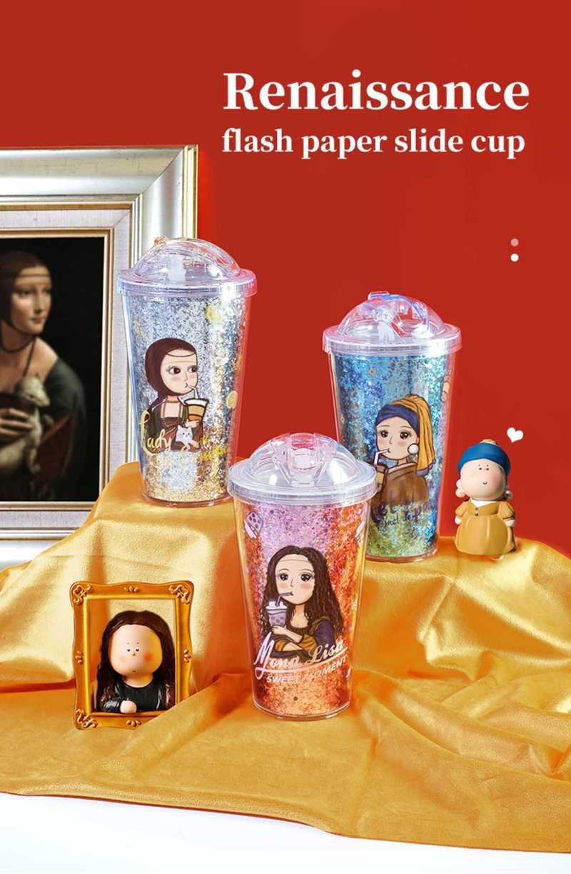 16oz Cartoon Girl Insulated Tumbler - Leak-proof Cup