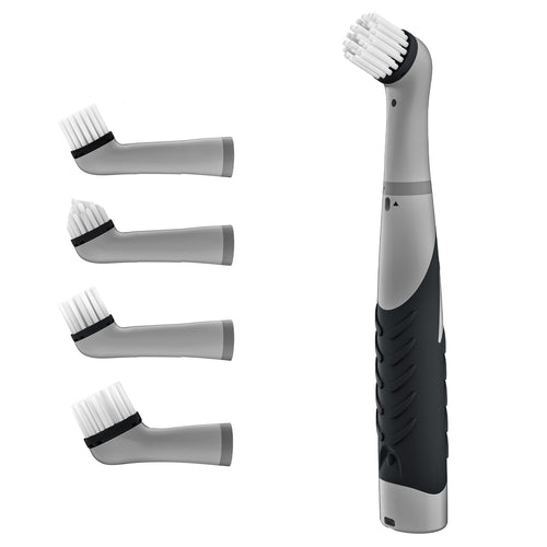 Electric Cleaning Brush with 4 in 1 Multiple Brush Heads Indoor Household Cordless Motorized Brush for Bathroom Toilet Kitchen Tile Crevice(Black)