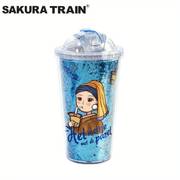 16oz Cartoon Girl Insulated Tumbler - Leak-proof Cup