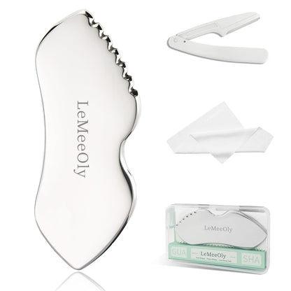 LeMeeOly Stainless Steel Gua Sha Facial Tools Metal GuaSha Tool for Face Neck Detailer Gua Sha Lymphatic Drainage Face Massage Tool Gift for Women
