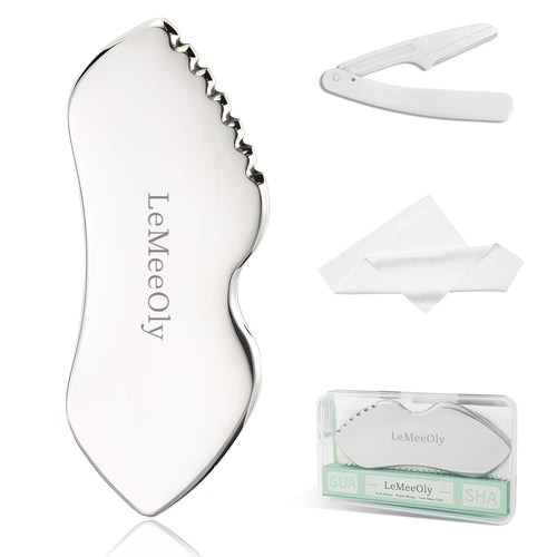 LeMeeOly Stainless Steel Gua Sha Facial Tools Metal GuaSha Tool for Face Neck Detailer Gua Sha Lymphatic Drainage Face Massage Tool Gift for Women