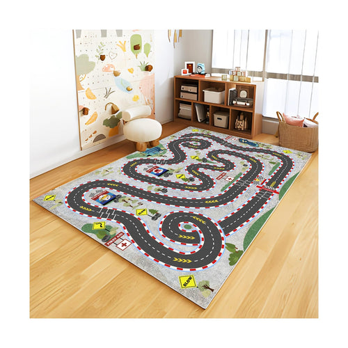 Kids Rug Car Rugs for Kids Toy Cars Play Mat City Life Road Rug for Cars Fun City Map for Carpet for Bedroom Boys (Ice and Snow Tracks 47 * 70 inches)
