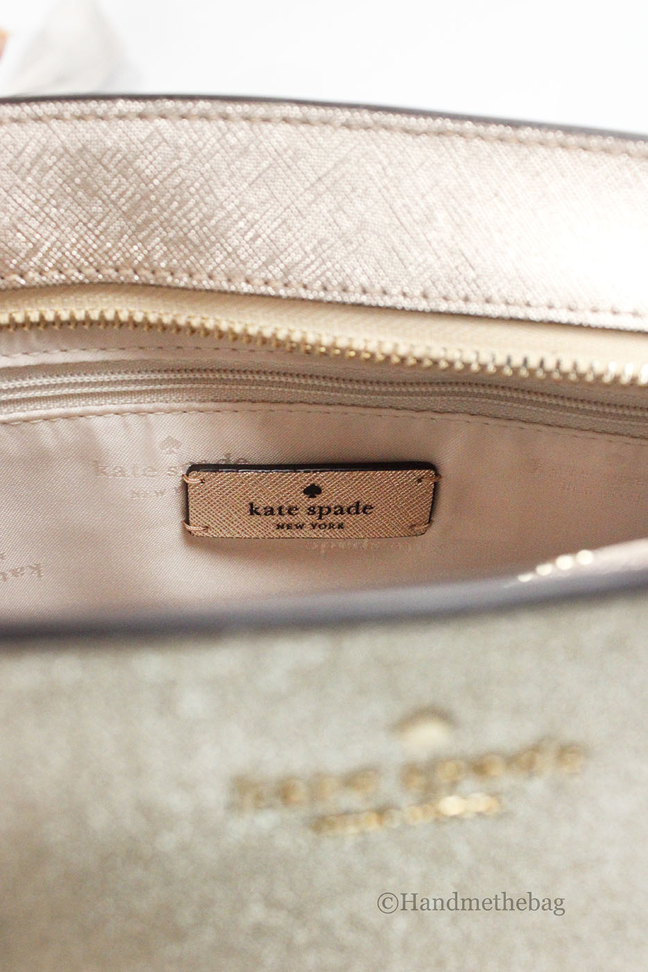 Kate Spade Glimmer Small Gold Glitter Fabric Satchel Bag